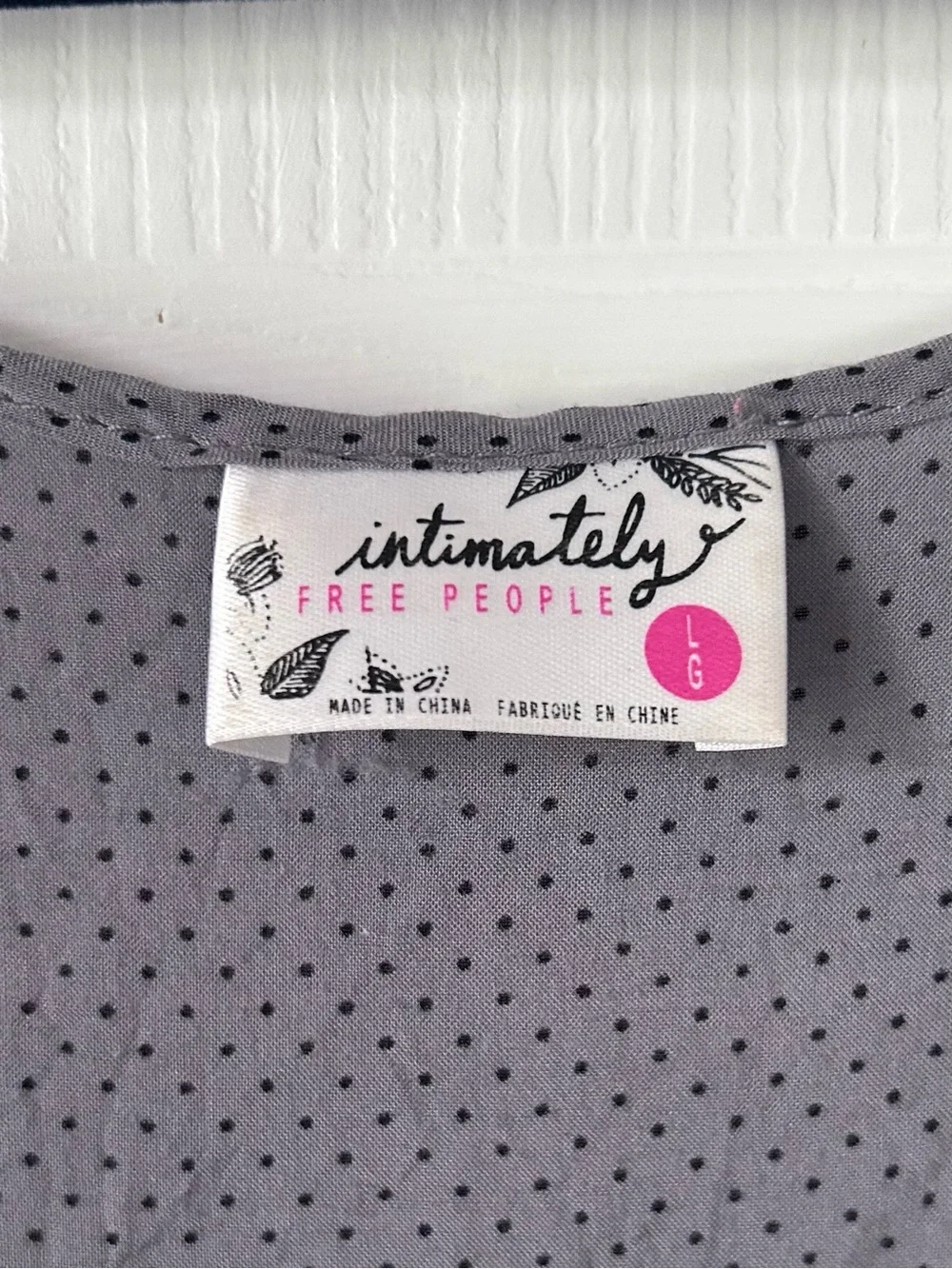 Free People Intimately Polka Dot Lace Trim Tunic Tank Dress Gray Large
